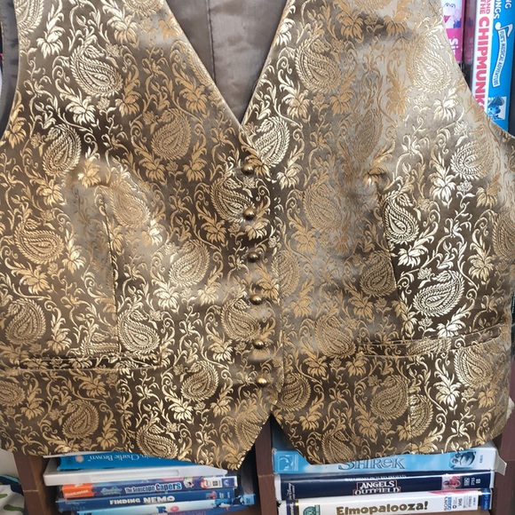 NWT Lauren Ralph Lauren Gold Paisley Metallic Brocade Vest Sz 14 - Picture 3 of 12